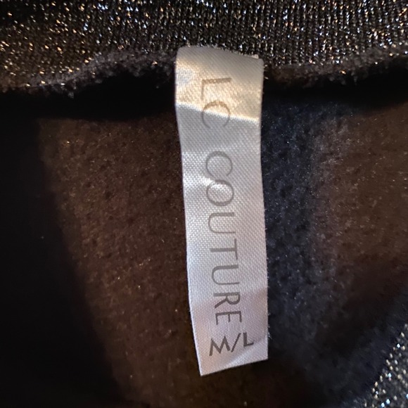 LC Couture Women's Size M/L Black Sparkle Mock Neck Sleeveless Top - Picture 6 of 10